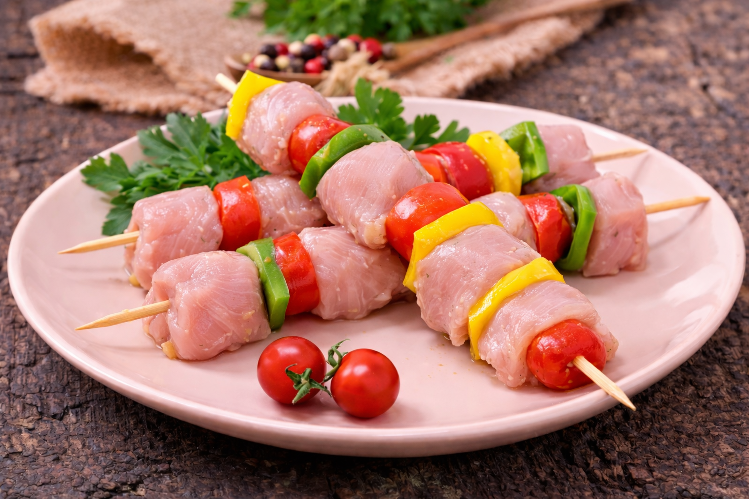 Brochette de dinde au poivron (prix au kg)